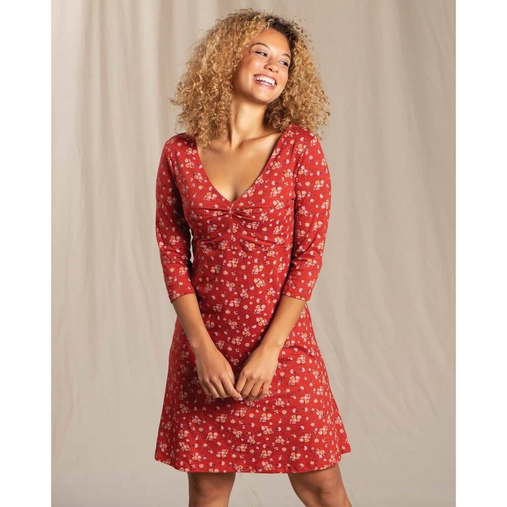 Toad & Co Womens Medium Rosalinda Dress Ditsy Floral Gorpcore Outdoors Comfy